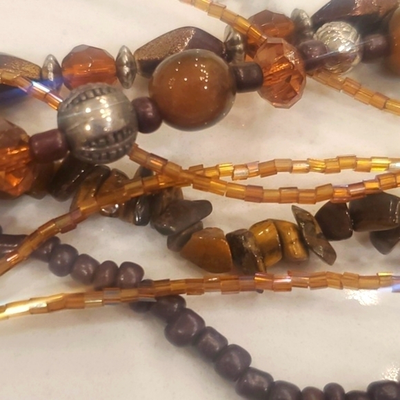 Vintage Tigers Eye Gemstone, Glass and Acrylic Handmade Statement Necklace - Picture 12 of 12